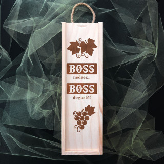 Koka vīna pudeles kaste "Boss nedzer - boss degustē"