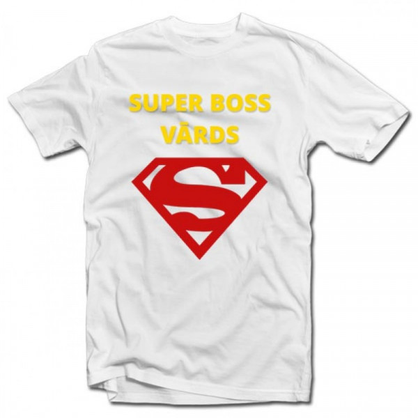 T-krekls "Super boss" ar vārdu pēc Jūsu izvēles