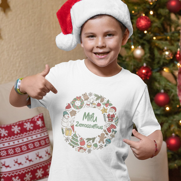 Bērnu t-krekls "Mīlu Ziemassvētkus"