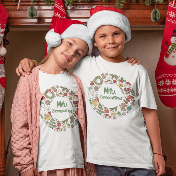 Bērnu t-krekls "Mīlu Ziemassvētkus"