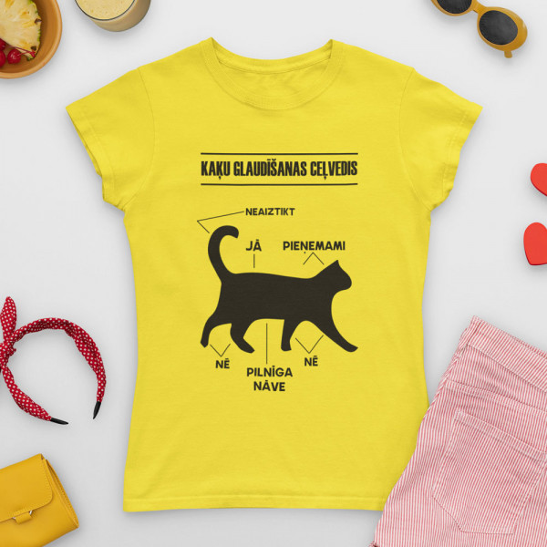 Sieviešu T-krekls "Kaķu glaudīšanas ceļvedis"
