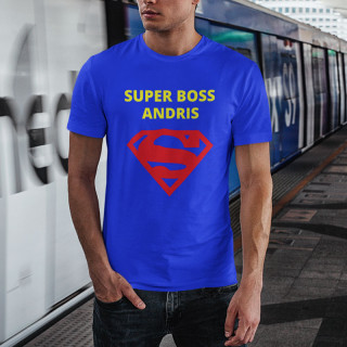 T-krekls "Super boss" ar vārdu pēc Jūsu izvēles
