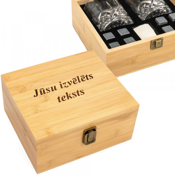 Grezns viskija glāžu komplekts bambusa kastē "INVERNESS" (ar gravēšanas iespēju par papildu samaksu)