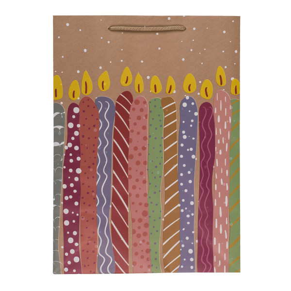 Papīra dāvanu maisiņš "Balloons and candles" (34,5x25x8,5cm)