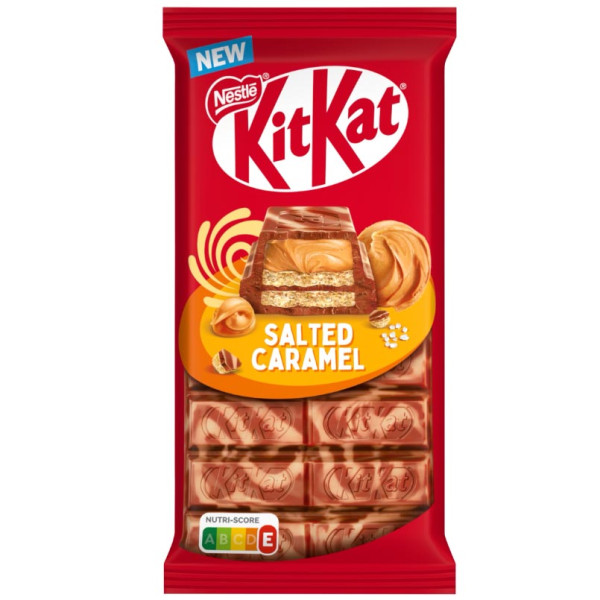 "KIT KAT" piena šokolāde ar sāļās karameles pildījumu, 99g "KIT KAT" piena šokolāde ar sāļās karameles pildījumu, 99g
