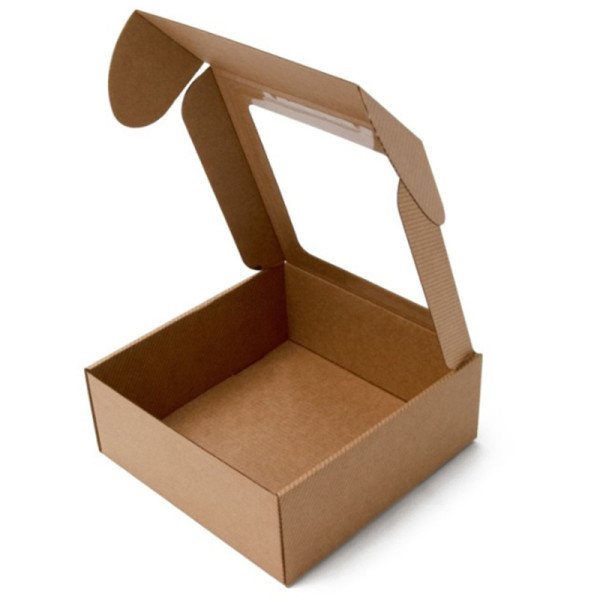 Grezna kvadrātveida dāvanu kaste, brūna, 220x220x90mm