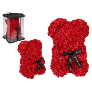 Lācītis no rozēm, sarkans (25 cm)