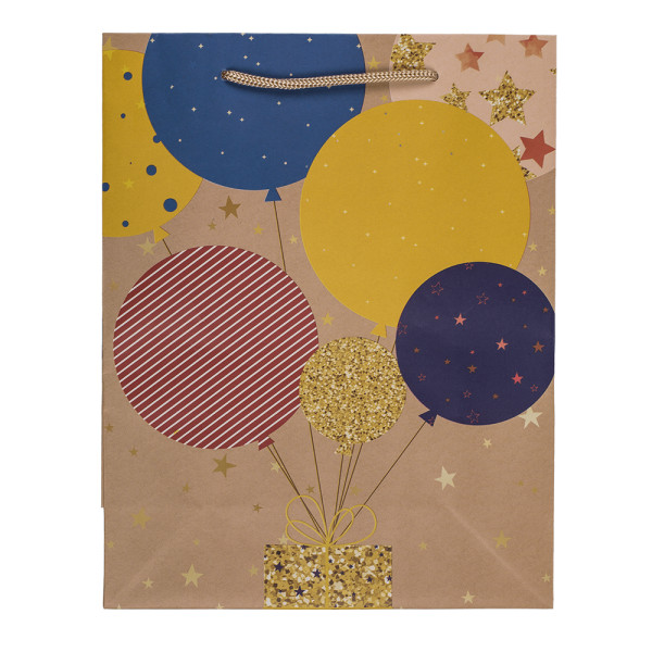 Papīra dāvanu maisiņš "Balloons and candles" (23x18x8cm)