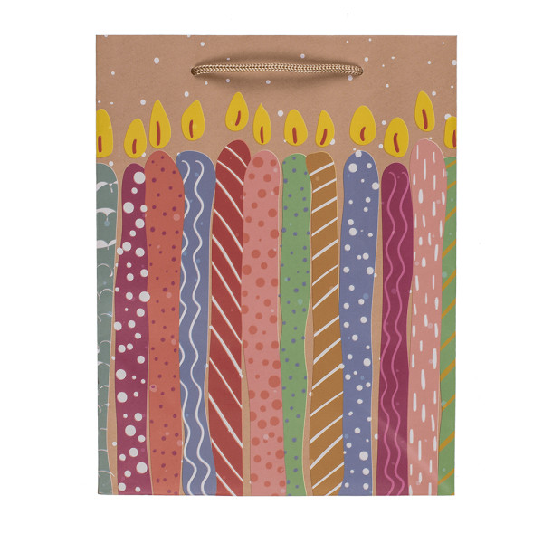 Papīra dāvanu maisiņš "Balloons and candles" (23x18x8cm)