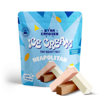 STAR CANDIES liofilizēts saldējums NEAPOLITAN (vaniļa, šokolāde, zemenes), 16g