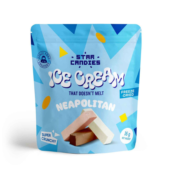 STAR CANDIES liofilizēts saldējums NEAPOLITAN (vaniļa, šokolāde, zemenes), 16g
