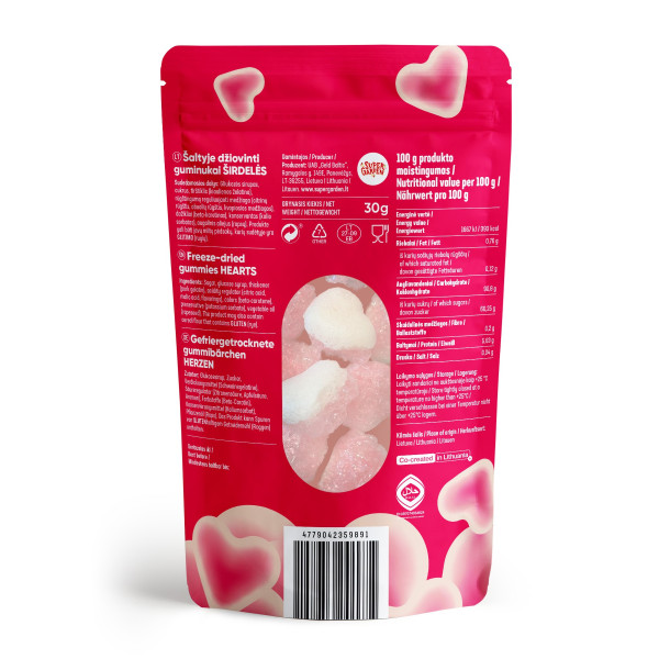 STAR CANDIES liofilizētas konfektes "Hearts", 30g.