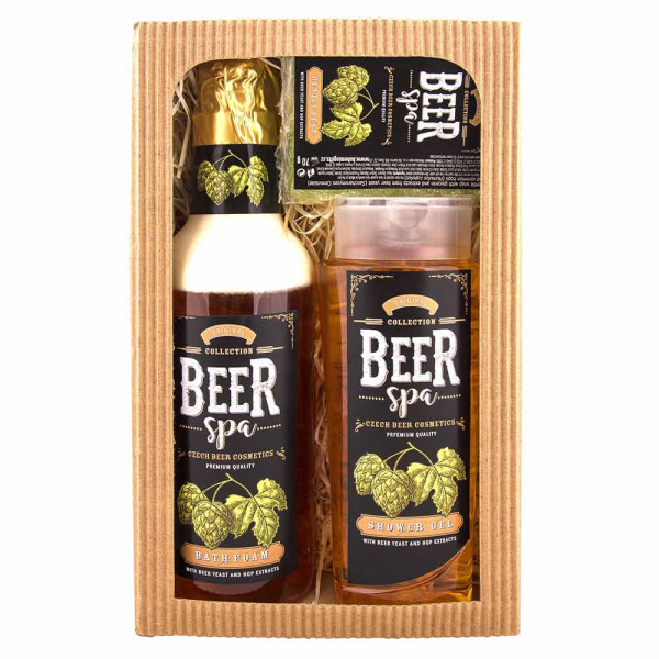 Kosmētikas dāvanu komplekts "BEER SPA" - vannas putas (500ml), dušas želeja (250ml) un ziepes (70g)