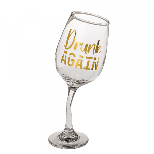 Salocītā vīna glāze "Drunk again"  (420ml)