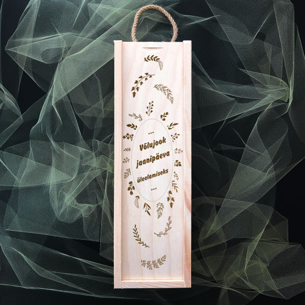 Koka pudeļu kaste "Jāņa eliksīrs"