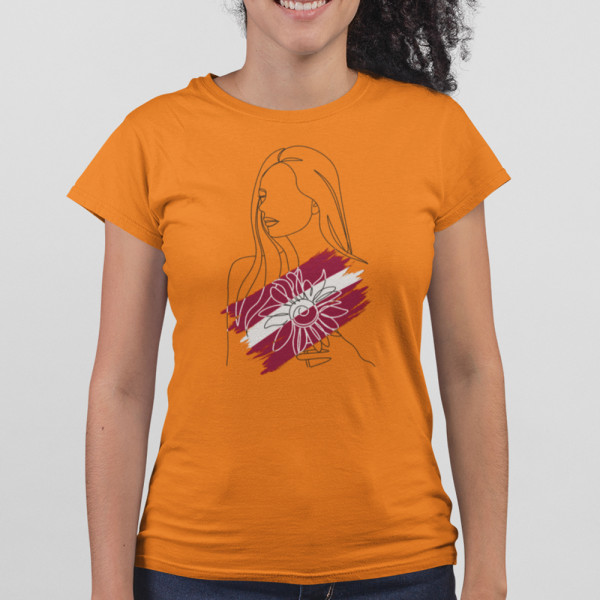 Sieviešu t-krekls "Saulespuķe un latviete"