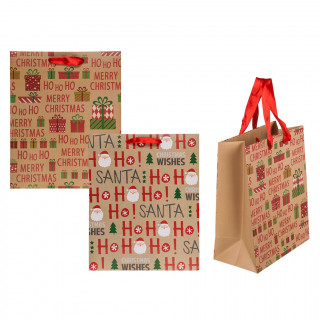 Papīra dāvanu maisiņš "Ho Ho Ho" (26x10x32cm)