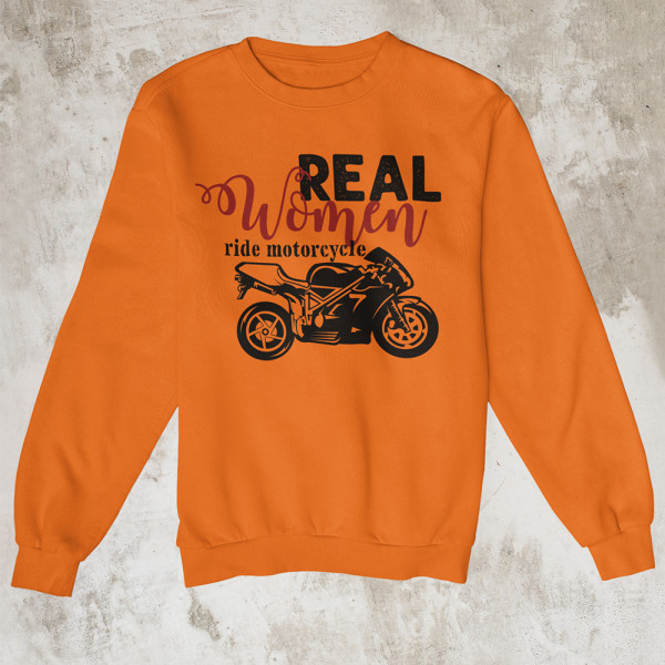 Džemperis "Real women ride motorcycle" (bez kapuces)
