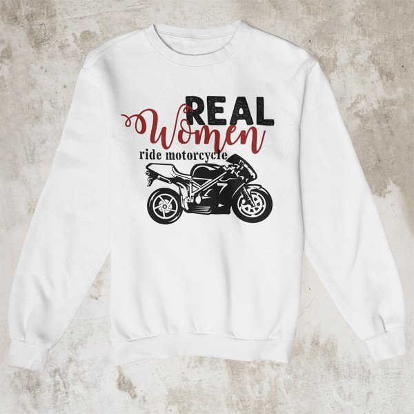 Džemperis "Real women ride motorcycle" (bez kapuces)