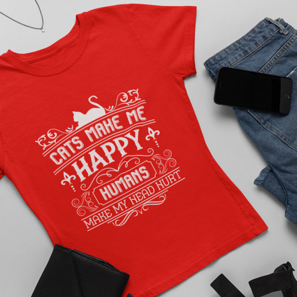 Sieviešu t-krekls "Cats make me happy"