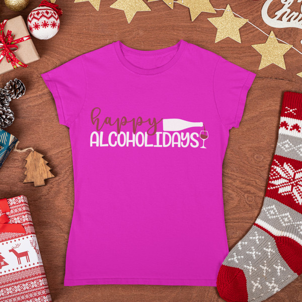 Sieviešu T-krekli "Happy alcoholidays"