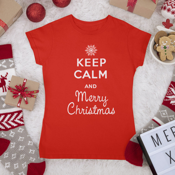 Sieviešu T-krekls "Keep calm Merry Christmas"