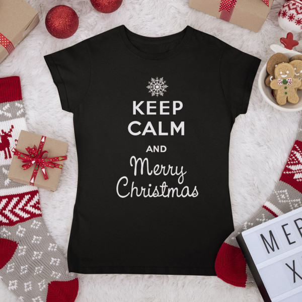 Sieviešu T-krekls "Keep calm Merry Christmas"