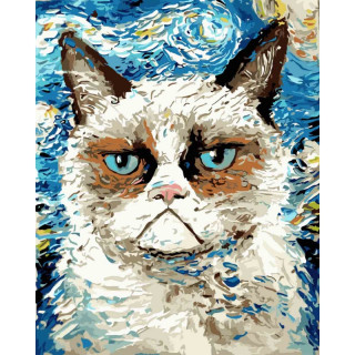 Gleznošanas komplekts pēc numuriem "Angry cat" (40x50cm) 