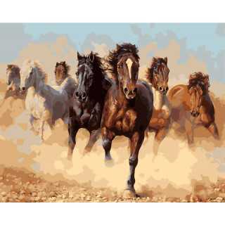 Gleznošanas komplekts pēc numuriem "Horses" (40x50cm) 