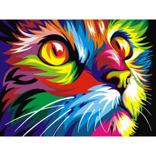 Gleznošanas komplekts pēc numuriem "Krāsains kaķis" (30x40cm) 