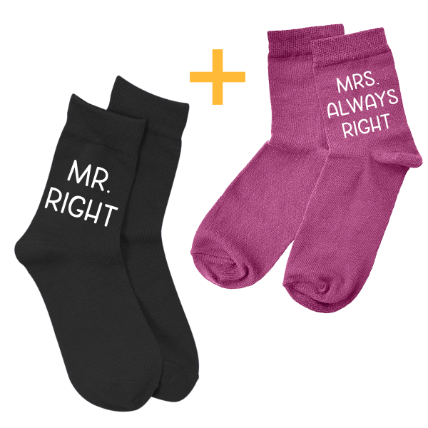 Zeķu komplekts pārim "Mr. Right & Mrs. Always Right"