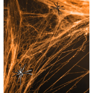 Mākslīgais zirnekļu tīkls ar zirnekļiem (oranžs), 60g.