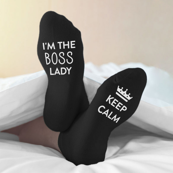 Sieviešu zeķes „Keep calm.I'm the boss lady“ 