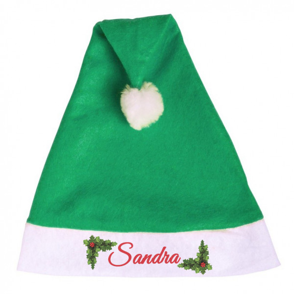 Ziemassvētku cepure ar Jūsu izvēlētu vārdu (zaļa)