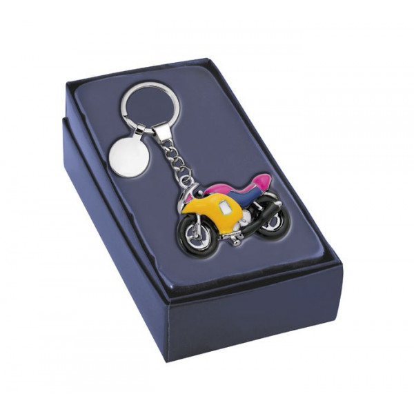 Atslēgu piekariņš "Krāsains motocikls" (ar iespēju iegravēt par papildu samaksu)
