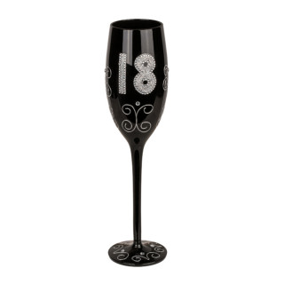 Melna šampanieša glāze ar ciparu "18"