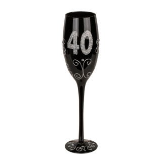 Melna šampanieša glāze ar ciparu "40"