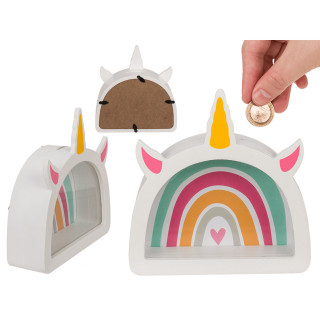 Koka naudas krājkase - rāmis "Rainbow unicorn"