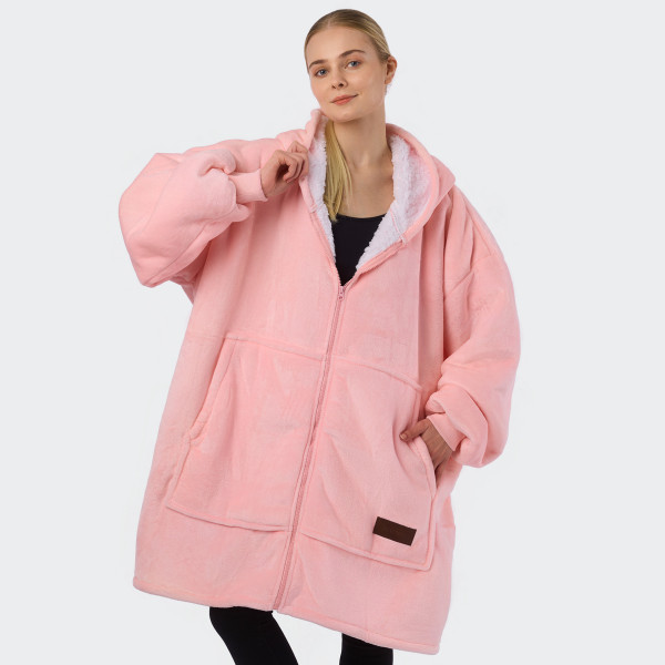BARAMOOR džemperis - pleds ar rāvējslēdzēju "Light Pink"