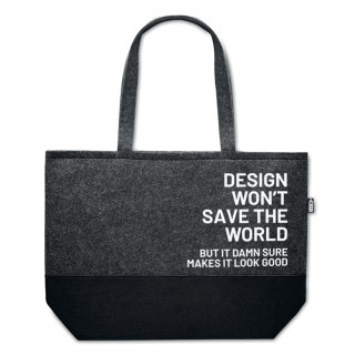 Ekofilca iepirkumu maisiņš "Design won't save the world"