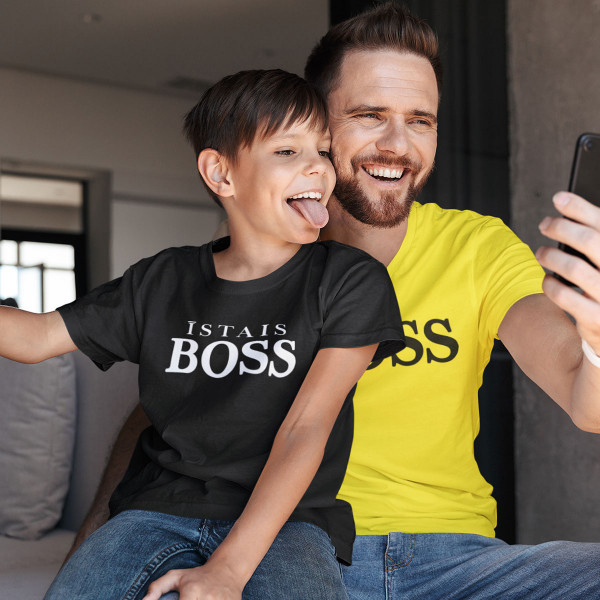 T-kreklu komplekts tēvam un bērnam "Boss - īstais boss"