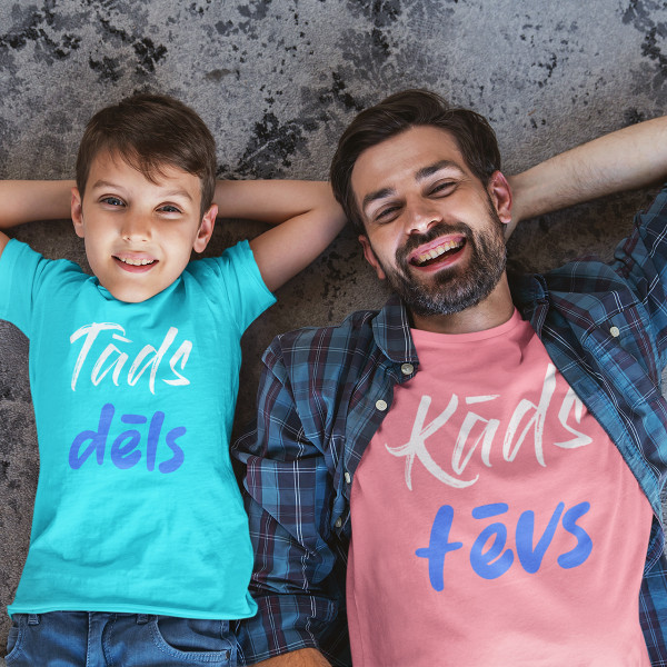 T-kreklu komplekts tēvam un bērnam "Kāds tēvs, tāds dēls"
