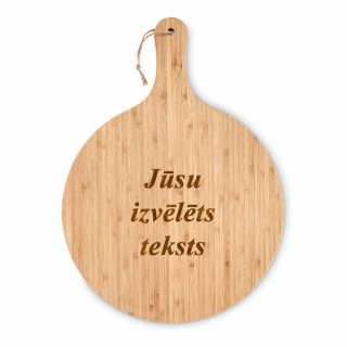XXL bambusa apaļais virtuves dēlis ar tekstu pēc jūsu izvēles (31cm)