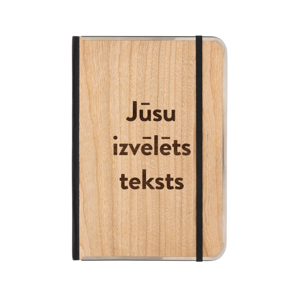 A5 formāta piezīmju grāmatiņa ar koka vāku "TREELINE" ar Jūsu izvēlētu tekstu