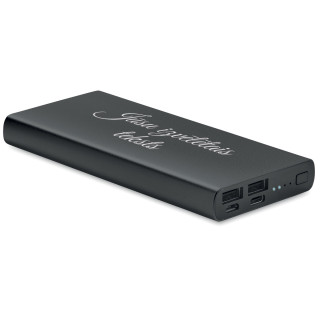 Ārējais akumulators "Powerflat 8C" (10000 mAh) ar jūsu iegravētu tekstu