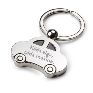 Atslēgu piekariņš ar gravējumu "Kāda alga, tāda mašīna."