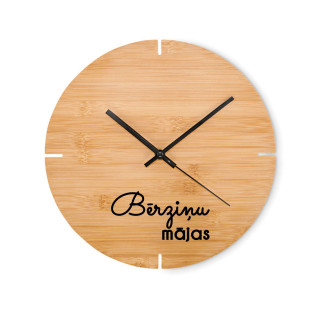 Bambusa sienas pulkstenis "Mājas" ar Jūsu izvēlētu uzvārdu