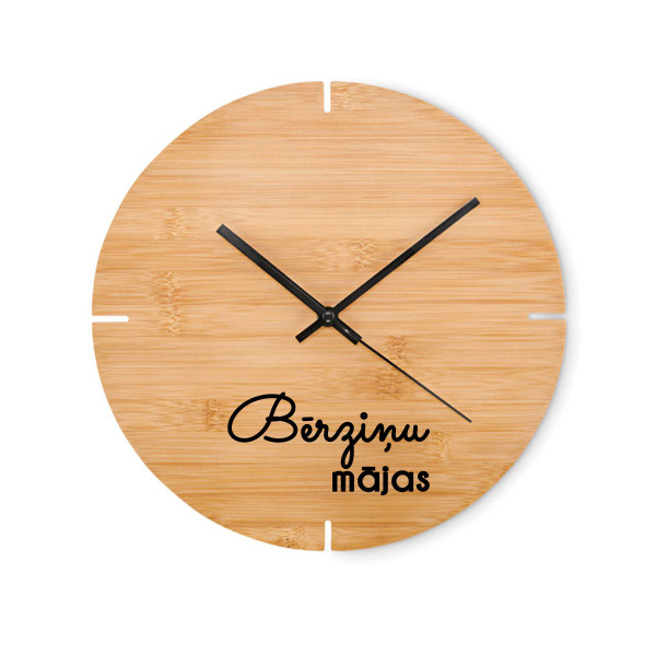 Bambusa sienas pulkstenis "Mājas" ar Jūsu izvēlētu uzvārdu