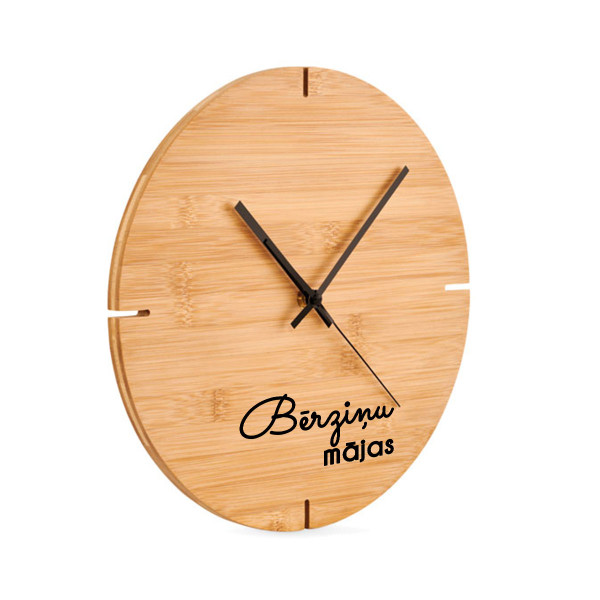 Bambusa sienas pulkstenis "Mājas" ar Jūsu izvēlētu uzvārdu