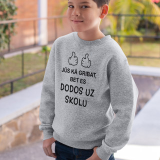 Bērnu džemperis "Es dodos uz skolu" (bez kapuces)